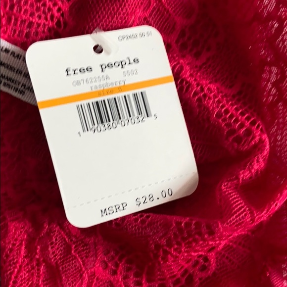 S 🔖 FREE PEOPLE Raspberry Red Pink Malinda Bandeau Bra OB762256A $28 - Picture 9 of 9